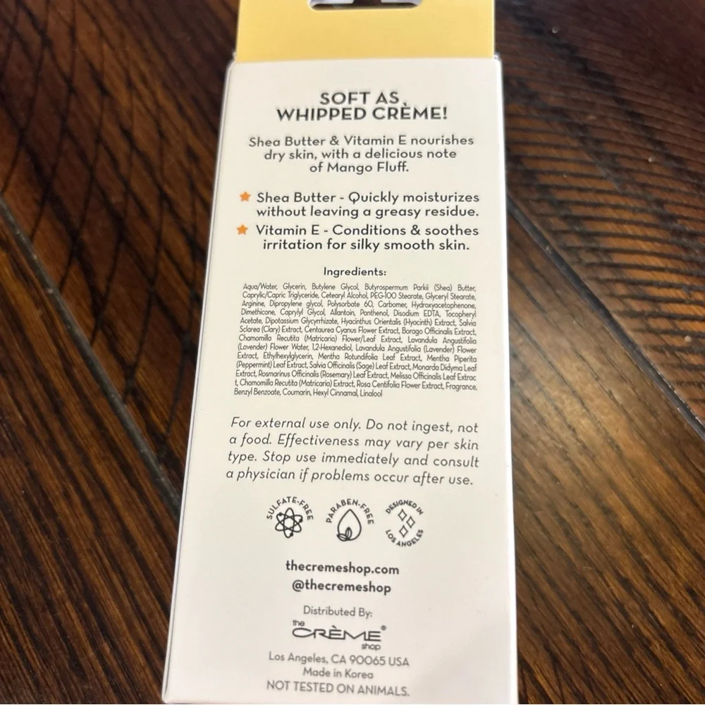 THE CREME SHOP HELLO KITTY MANGO FLUFF MOISTURIZING HAND CREAM 1.69 OZ